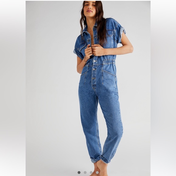 Free People Pants - FREE PEOPLE Marci Coveralls in Sapphire Blue M
